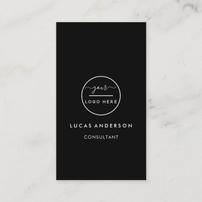 Square professional black add your custom logo bus business card (Front)
