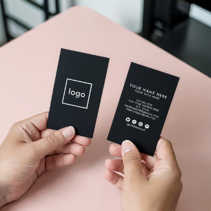 Square professional black add your custom logo business card