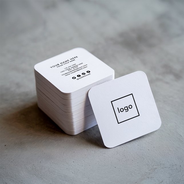 Square professional white add your custom logo business card (Square professional white add your custom logo)