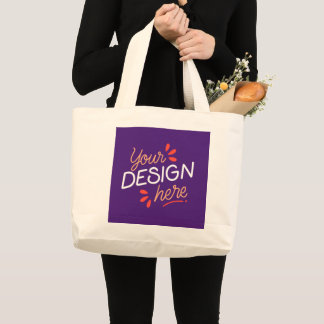 Square purple graphic with playful orange large tote bag