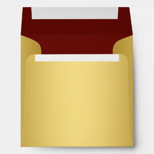 Square Red and Gold Linen Envelopes