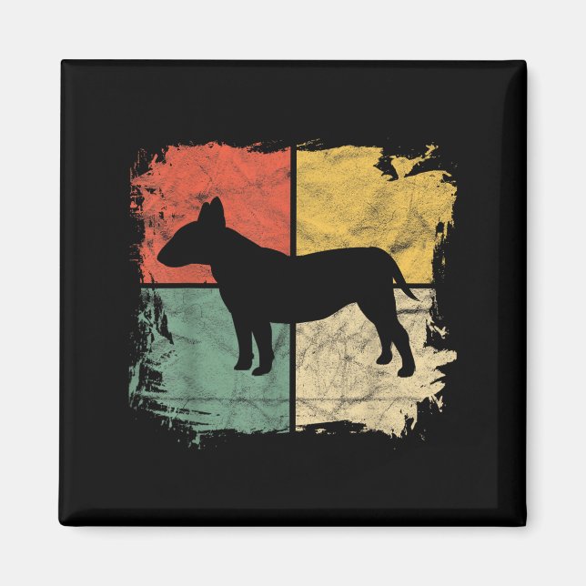 Square Retro Bull Terrier Owner Gift Dog Bully Dad Magnet (Front)