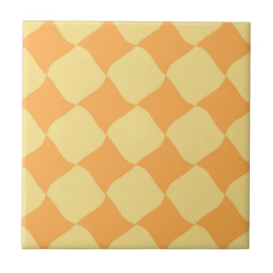 Square Retro Vintage Yellow Pattern Tile