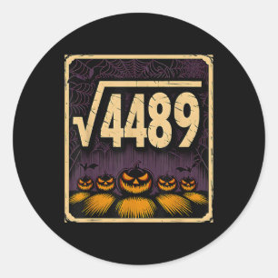 Square Root 4489 Halloween Pumpkin Math Joke 6 7 S Classic Round Sticker