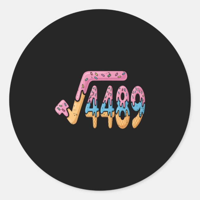 Square Root 4489 Ice Cream Slang Math 67 Six Seven Classic Round Sticker (Front)