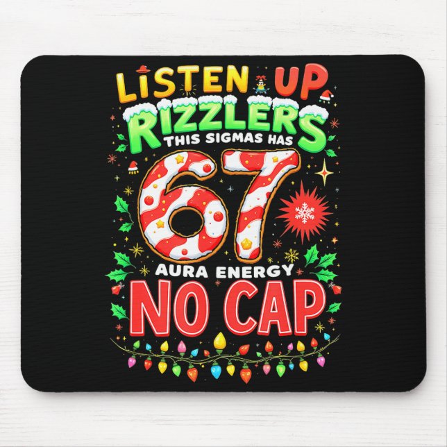Square Root 4489 Six Seven Christmas Funny 67 Meme Mouse Pad (Front)