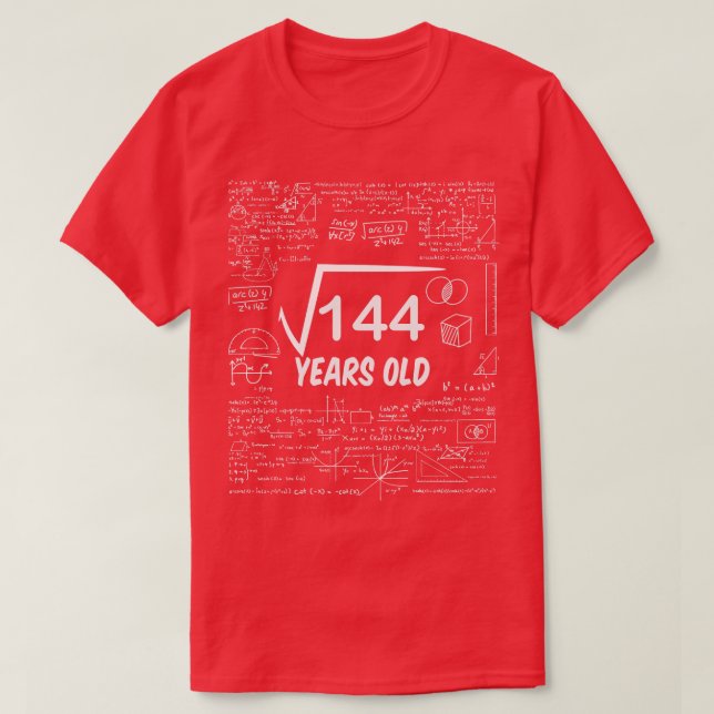 Square Root of 14412th Birthday 12 Years Old Math  T-Shirt (Design Front)