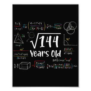 Square Root of 144 12th Birthday 12 Year Old Gifts Photo Print