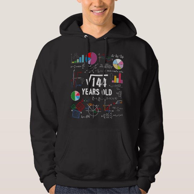 Square Root Of 144 12th Birthday 12 Year Old Math  Hoodie (Front)