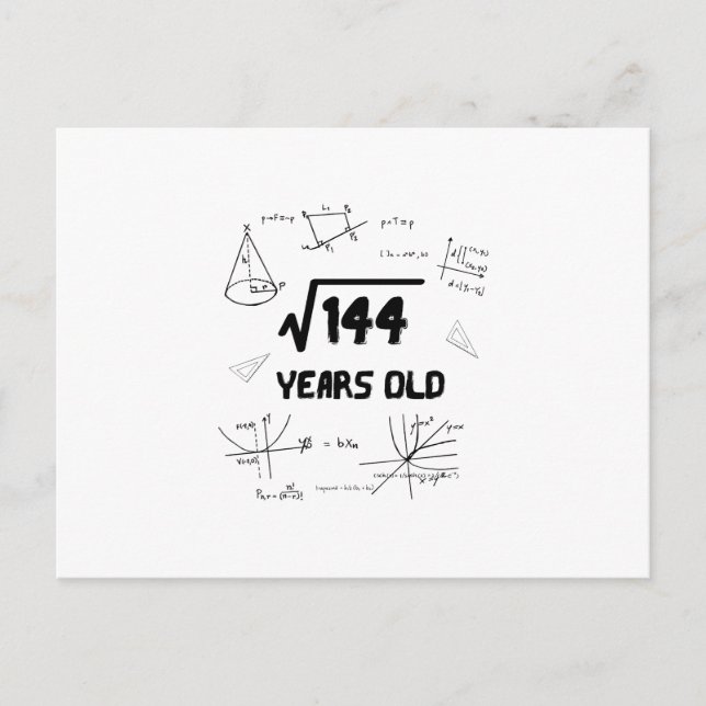 Square Root Of 144 12th Birthday Postcard (Front)