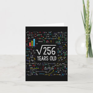 Square Root Of 256 16th Birthday 16 Year Old Gifts Card