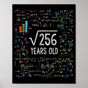 Square Root Of 256 16th Birthday 16 Year Old Gifts Poster