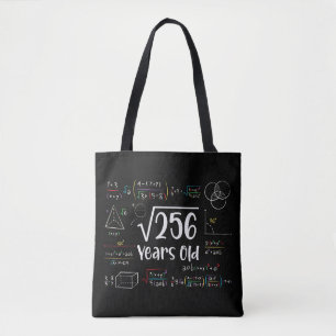 Square Root of 256 16th Birthday 16 Year Old Gifts Tote Bag