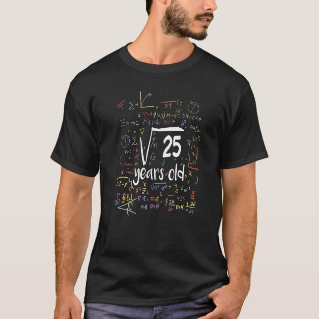 Square Root Of 25 Nerd 5 Years Old 5th Birthday Ma T-Shirt (Front)