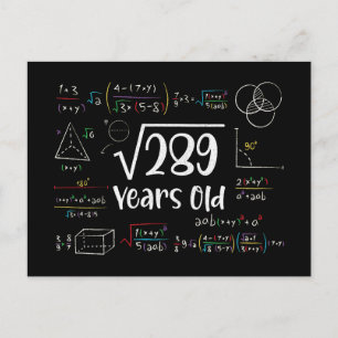 Square Root of 289 17th Birthday 17 Year Old Gifts Holiday Postcard