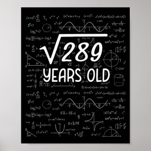 Square Root Of 289 17th Birthday 17 Year Old Gifts Poster