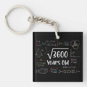 Square Root of 3600 60th Birthday 60 Year Old Gift Key Ring