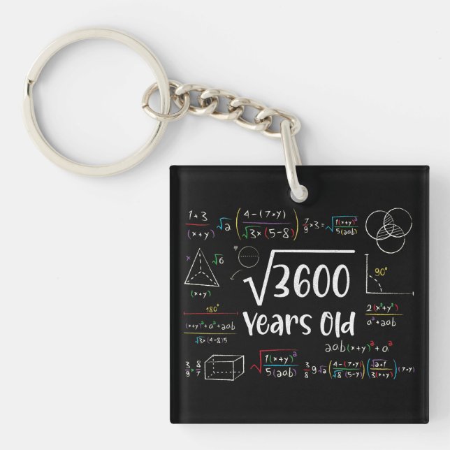 Square Root of 3600 60th Birthday 60 Year Old Gift Key Ring (Front)
