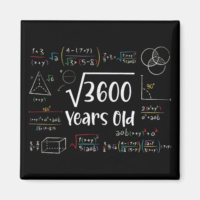 Square Root of 3600 60th Birthday 60 Year Old Gift Magnet (Front)