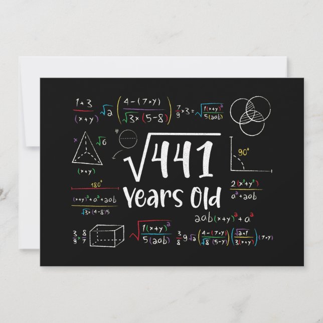 Square Root of 441 21th Birthday 21 Year Old Gifts Invitation (Front)