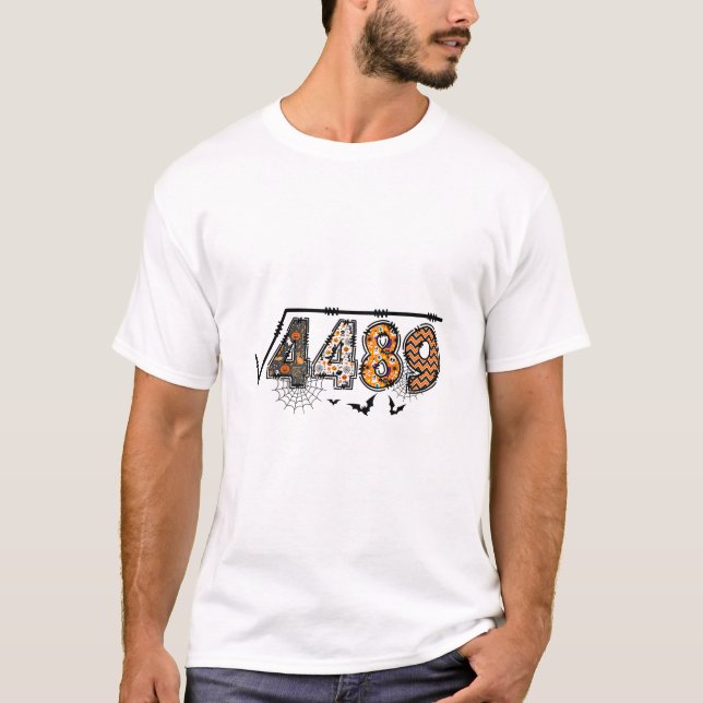 Square Root Of 4489 Funny Halloween 67 Meme Math T T-Shirt (Front)