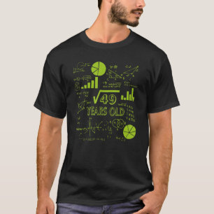 Square Root Of 49 7th Birthday 7 Year Old Math Bd T-Shirt