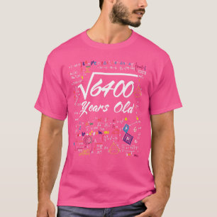 Square Root Of 6400 80th Birthday 80 Years old Mat T-Shirt