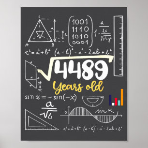 Square Root Years Old Seven Teacher 67 Six 7 6 Hum Poster