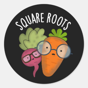 Square Roots Funny Math Pun Dark BG Classic Round Sticker
