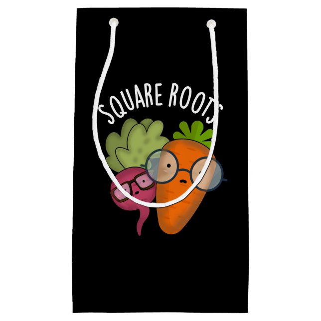 Square Roots Funny Math Pun Dark BG Small Gift Bag (Front)