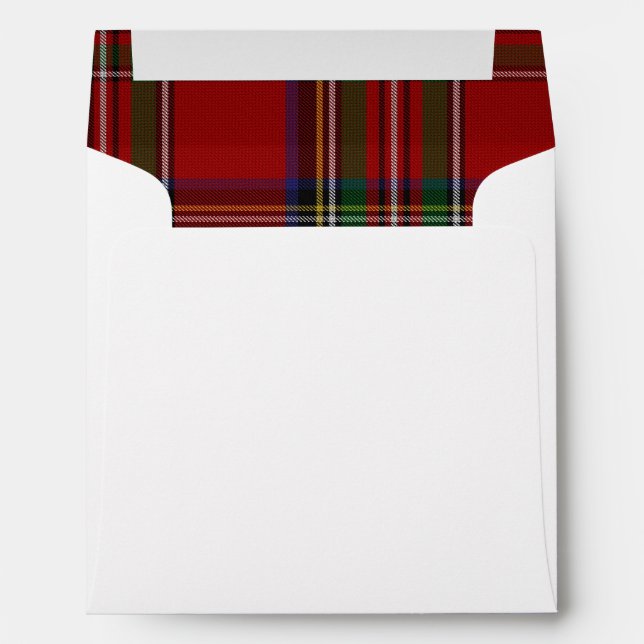 Square Royal Stewart Plaid Lined Wedding Envelope (Back (Bottom))