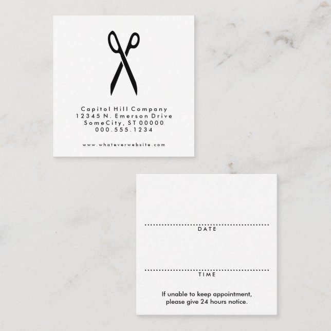 square salon scissors appointment reminder (Front/Back)