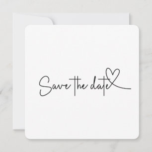 Square Save the Date Rounded Corner Script Heart Invitation