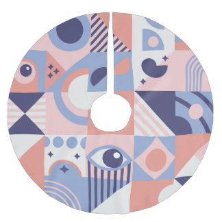 Square Shapes: Geometric Abstract Mosaic Brushed Polyester Tree Skirt