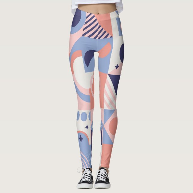 Square Shapes: Geometric Abstract Mosaic Leggings (Front)