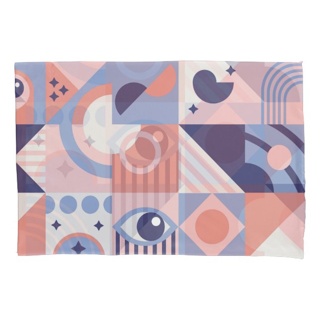 Square Shapes: Geometric Abstract Mosaic Pillowcase (Front)