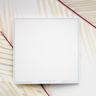 Square Simple Dusty Blue Border Name Stationery Card
