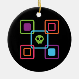 Square Skull Ceramic Tree Decoration