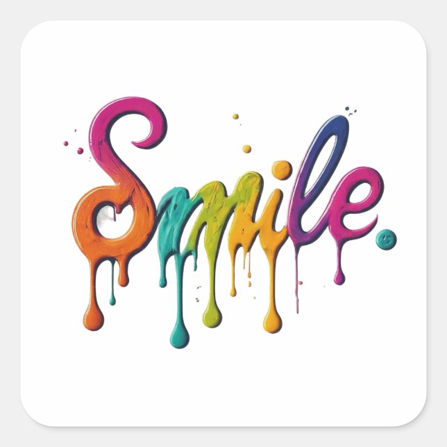 Square Smile Design Sticker (Front)