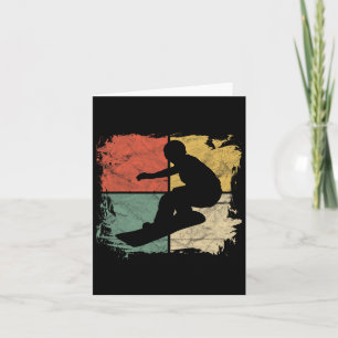 Square Snowboarder Silhouette Gift Retro Snowboard Card
