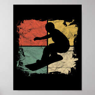Square Snowboarder Silhouette Gift Retro Snowboard Poster
