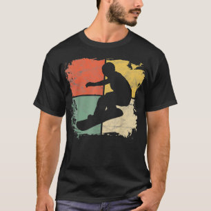 Square Snowboarder Silhouette Gift Retro Snowboard T-Shirt