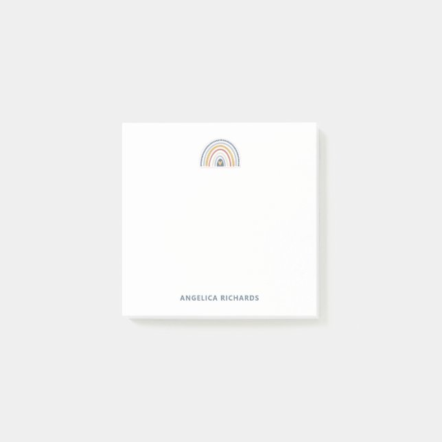 Square Soft Neutral Boho Rainbow Heart Post-it Notes (Front)