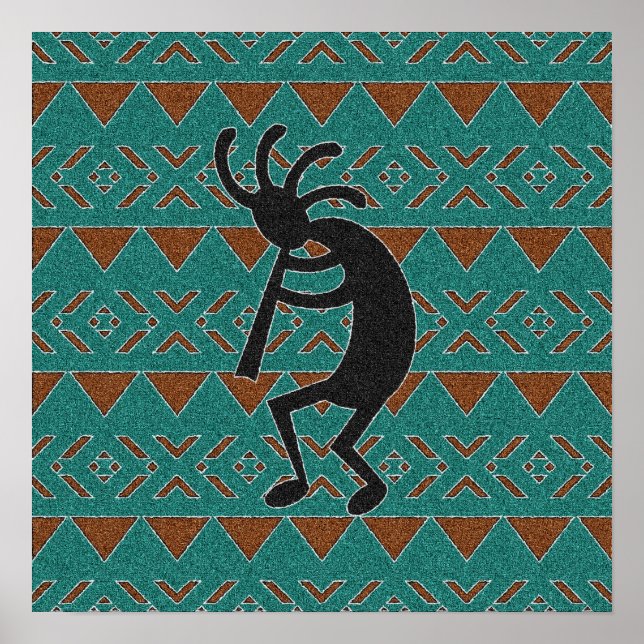 Square Southwest Kokopelli Design Poster (Front)
