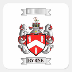 Square Sticker Byrne Surname And Shield