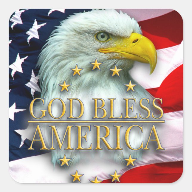 Square Sticker/God Bless America Sticker (Front)