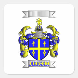Square Sticker Johnson Family Surname And Shield