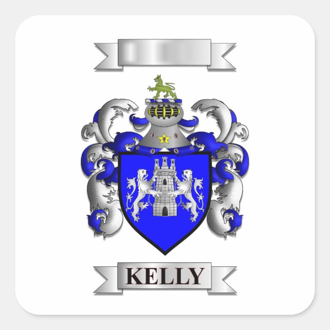 Square Sticker Kelly Surname And Shield (Front)