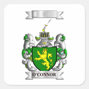 Square Sticker O'Connor Surname And Shield