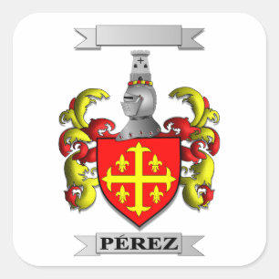 Square sticker Perez Surname And Shield